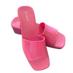 Womens Slide on Block Heel Pink Jelly Shoes Size 9 New Without Tags Bamboo Brand